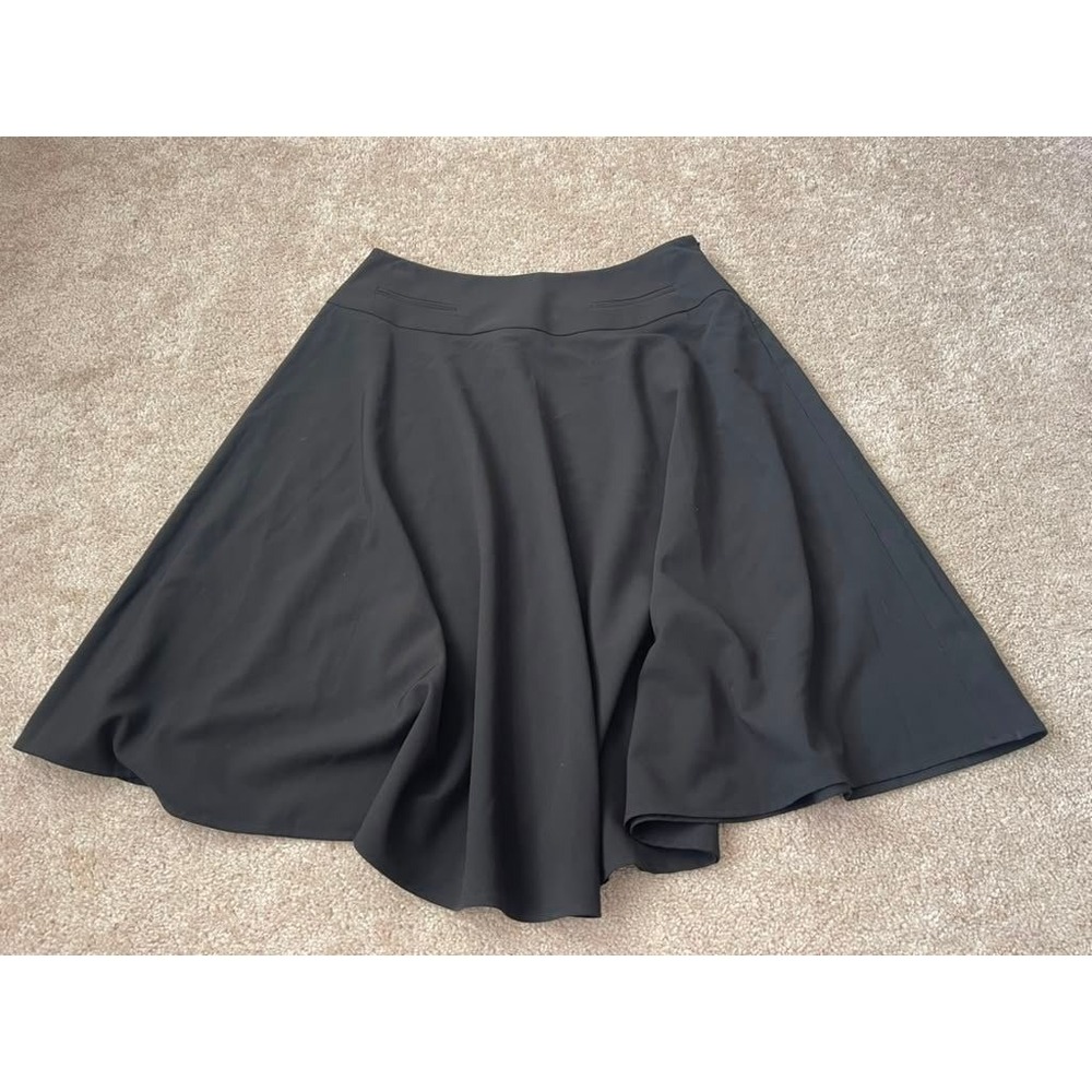 Madison Studio Womens Black A-Line Circle Skirt Size 14 Career Stretch Solid